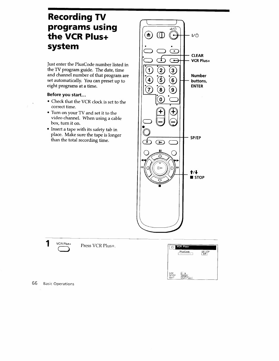 Before you start, 0 gd, Recording tv programs using the vcr pius+ system | Cd co cci | Sony SLV-779HF User Manual | Page 66 / 100