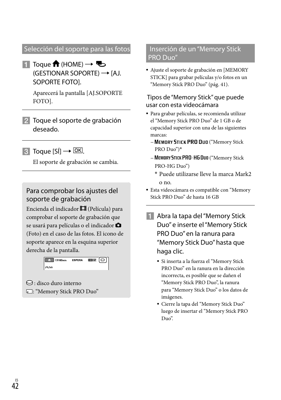 Selección del soporte para las fotos | Sony HDR-XR100 User Manual | Page 106 / 130