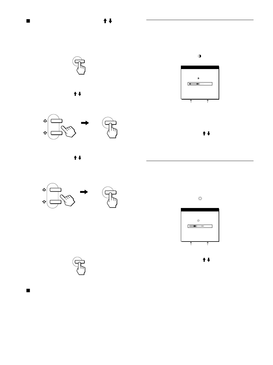 Réglage du contraste (contraste), Réglage du niveau de noir de l’image (luminosite) | Sony SDM-S91 User Manual | Page 32 / 108