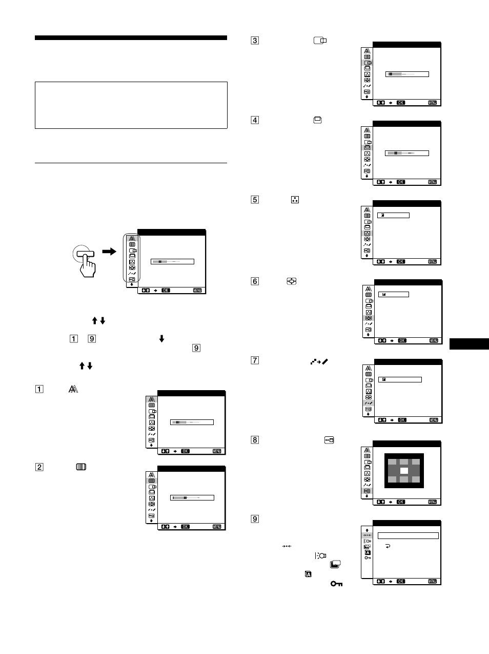 Personalización del monitor, Navegación por el menú | Sony SDM-S91 User Manual | Page 71 / 108