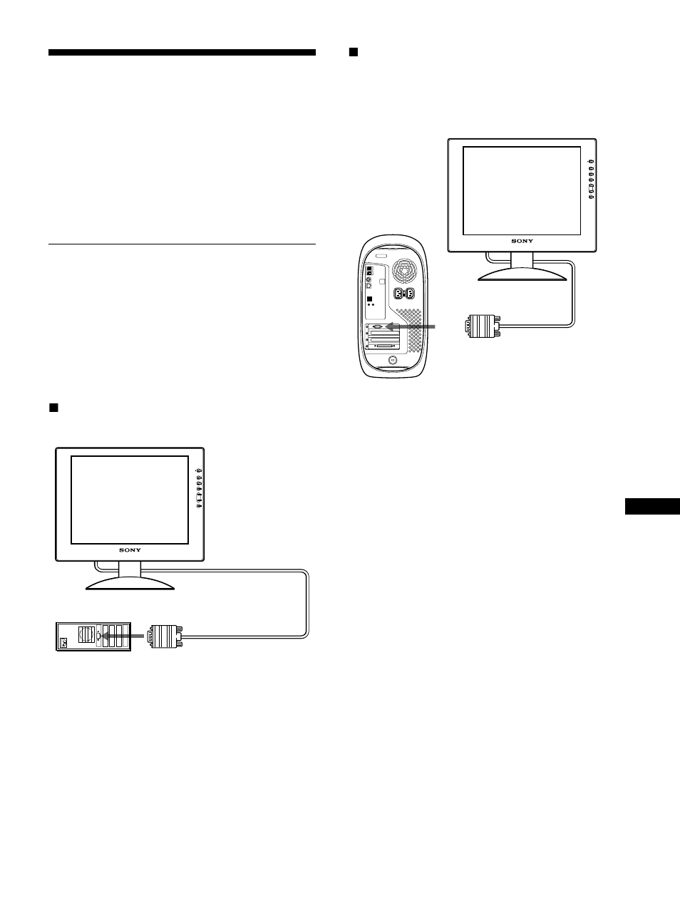 Installazione, Punto 1: collegamento del display al computer, Punto 1: col | Punto 1:collegamento del display al computer | Sony SDM-S91 User Manual | Page 87 / 108