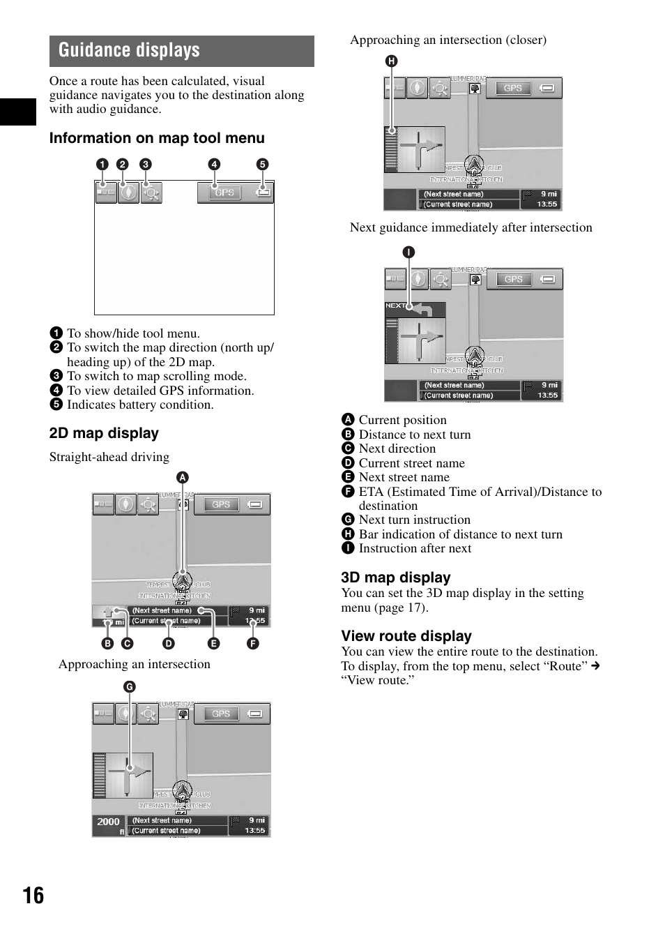 Guidance displays | Sony NV-U70 User Manual | Page 16 / 68