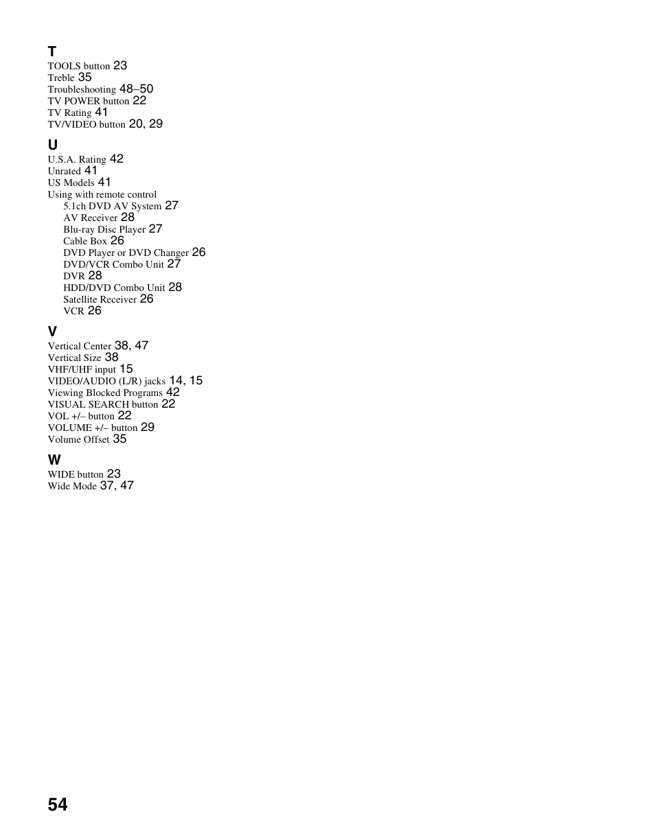 Sony KDL-70XBR3 User Manual | Page 54 / 56