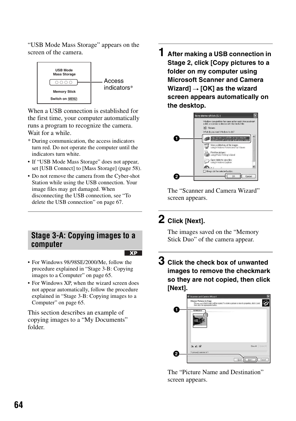 Stage 3-a: copying images to a computer | Sony DSC-M2 User Manual | Page 64 / 107