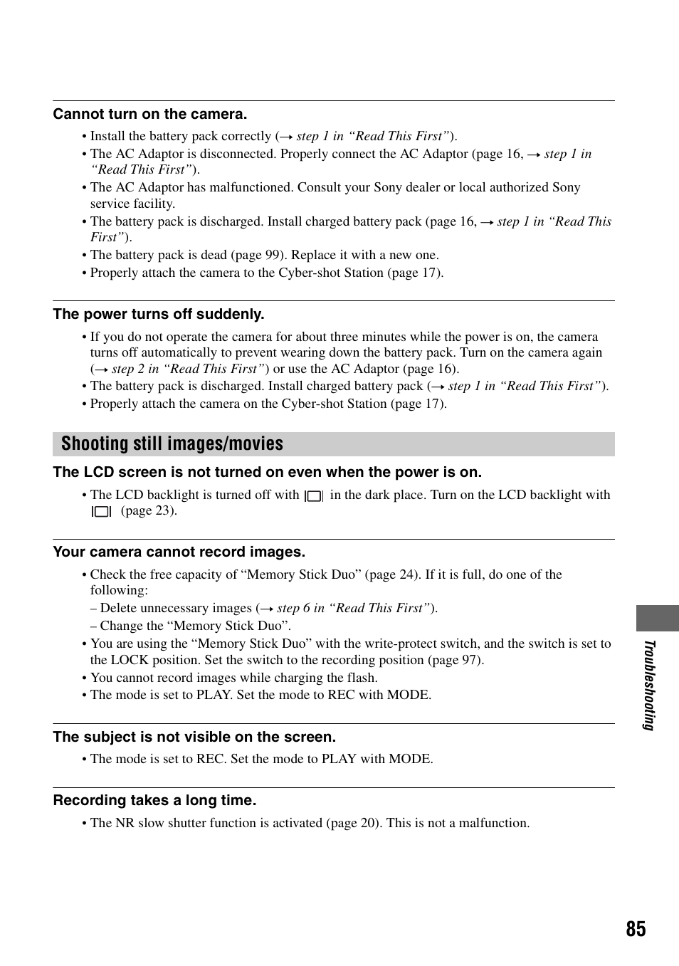 Shooting still images/movies | Sony DSC-M2 User Manual | Page 85 / 107