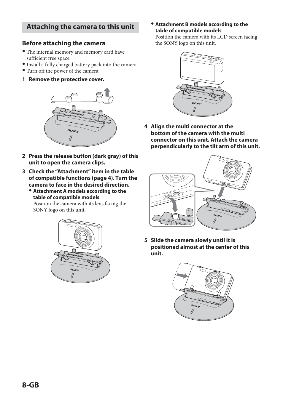 Attaching the camera to this unit | Sony IPT-DS2 User Manual | Page 26 / 215