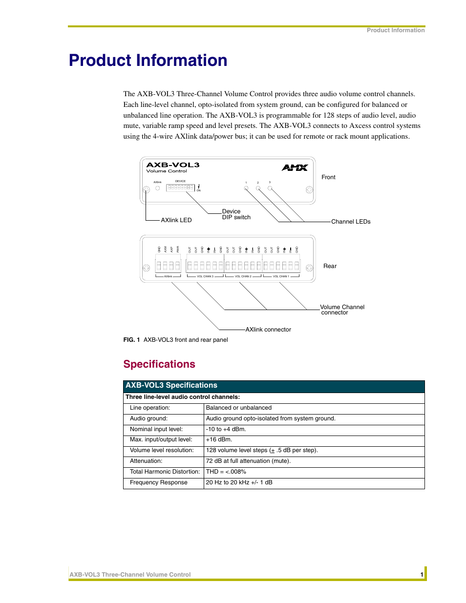 AMX AXB-VOL3 User Manual | Page 5 / 12