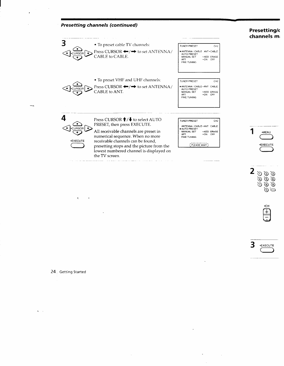 Presetti ng/c channels m | Sony SLV-690HF User Manual | Page 24 / 59