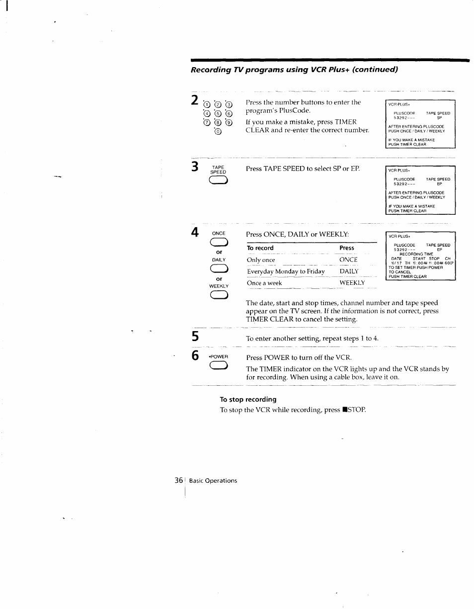 To stop recording | Sony SLV-690HF User Manual | Page 36 / 59