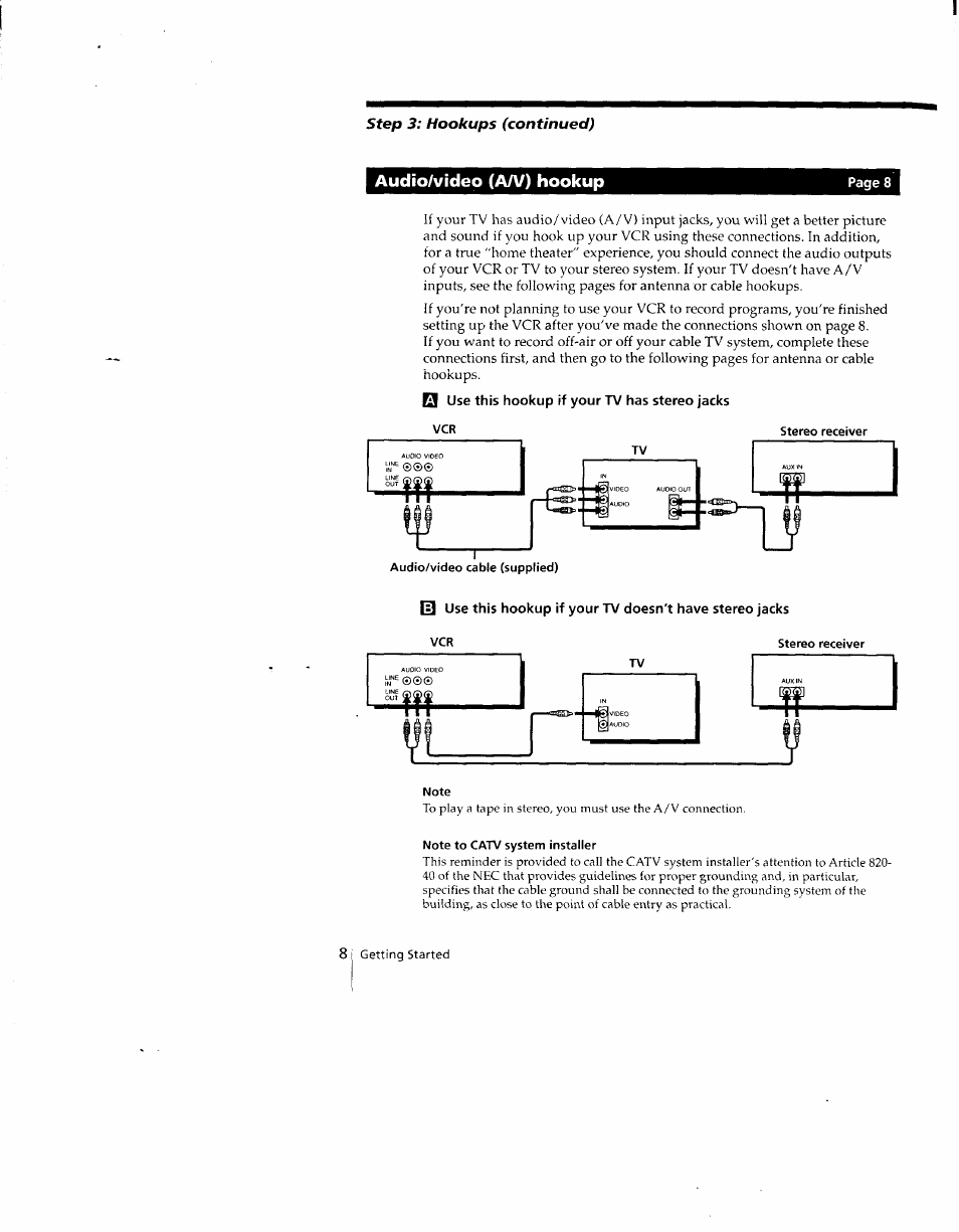 Note to catv system installer | Sony SLV-690HF User Manual | Page 8 / 59