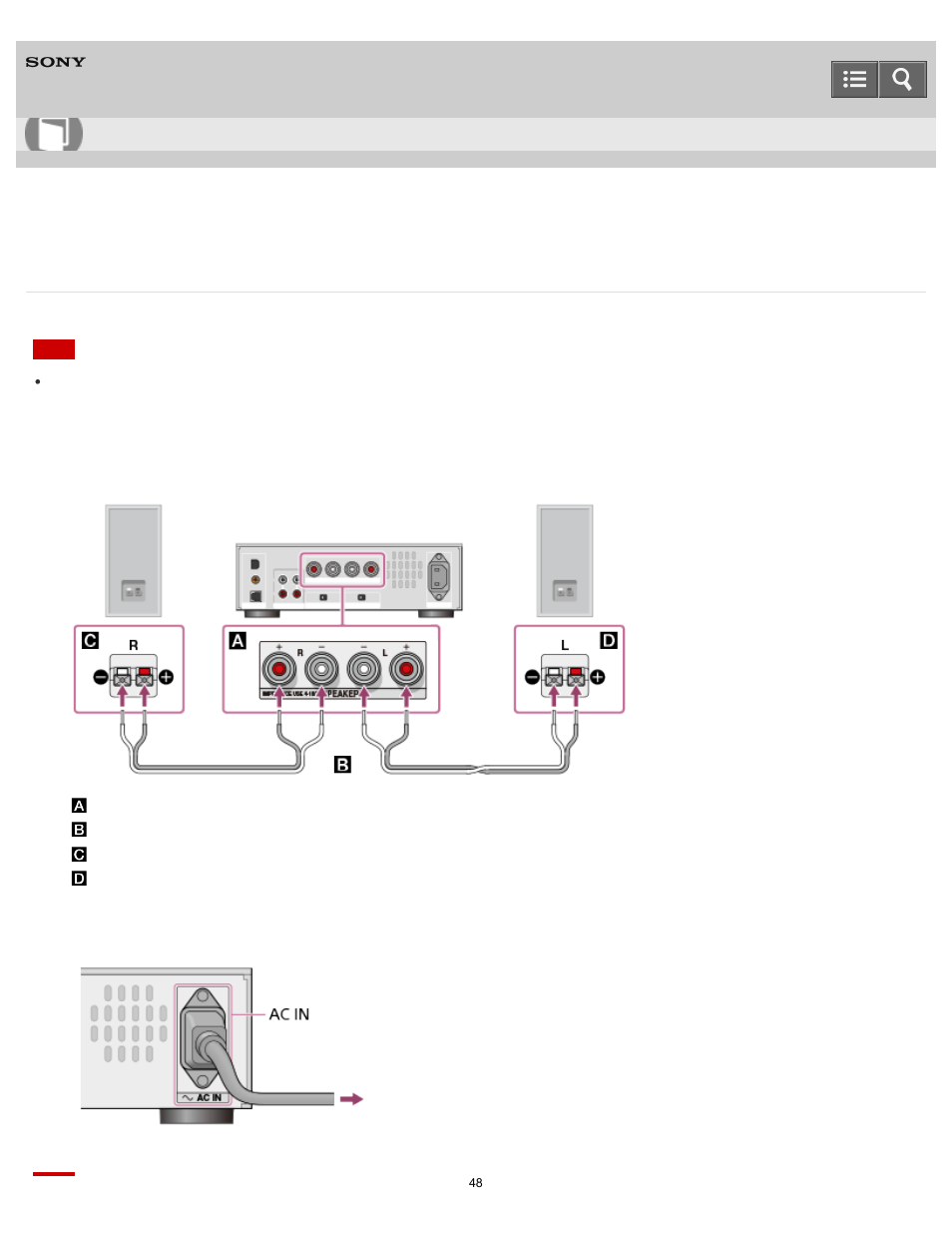 Connecting speakers, Help guide | Sony UDA-1 User Manual | Page 48 / 79