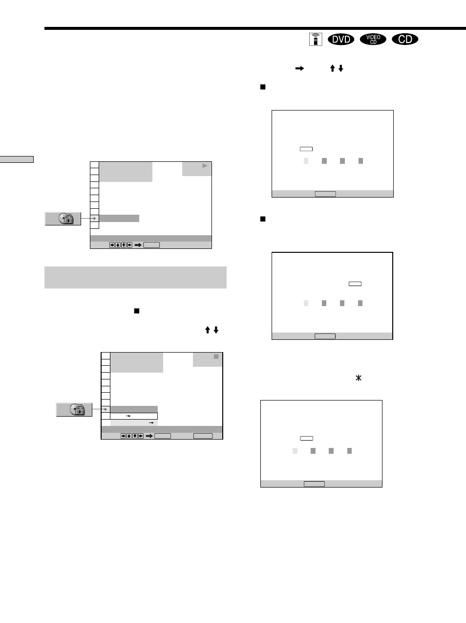 Locking discs (custom parental control), Locking discs (custom parental control) 36, Locking discs (custom parental control) z | Sony DAV-L8000 User Manual | Page 36 / 68
