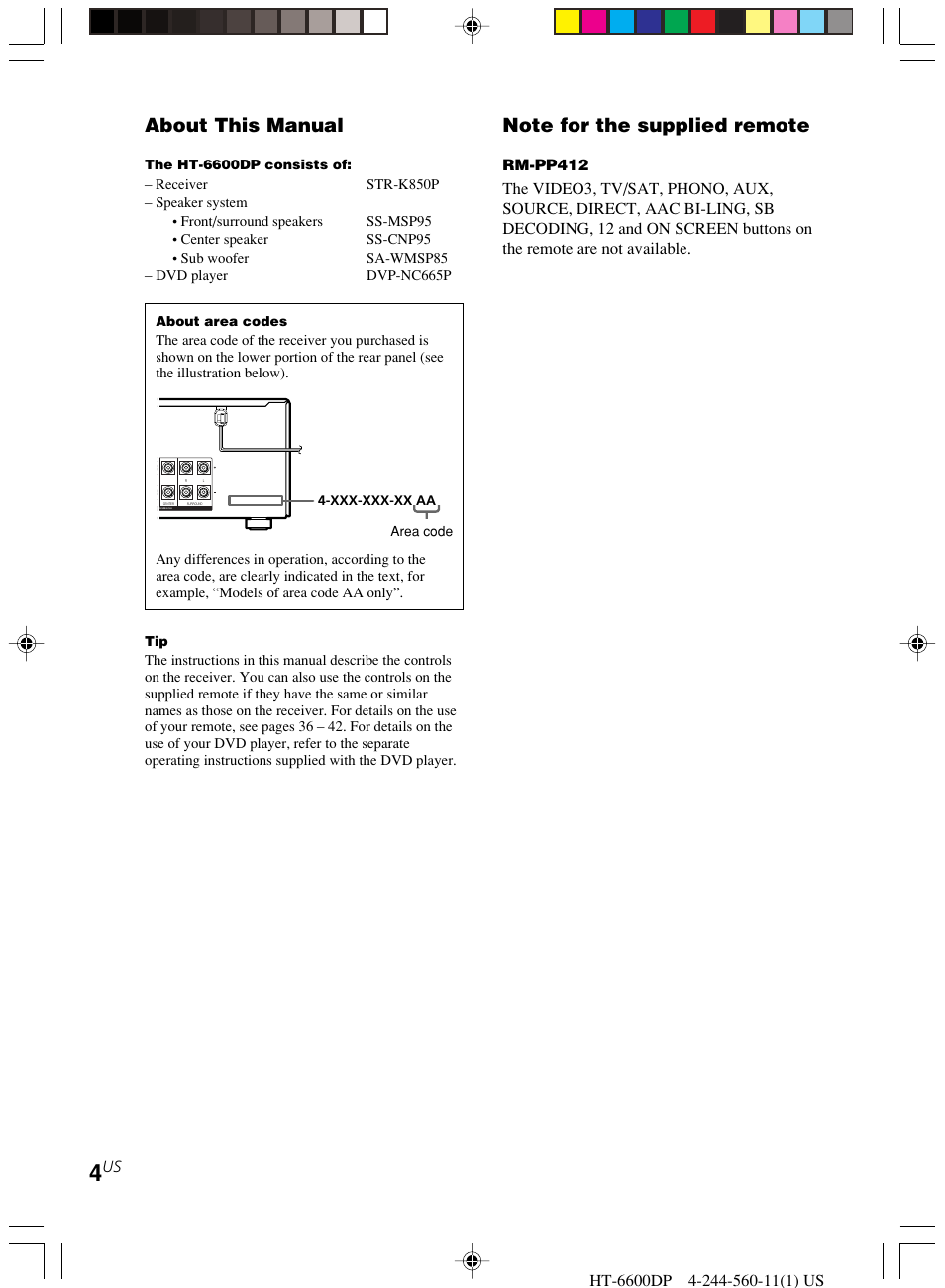 About this manual | Sony HT-6600DP User Manual | Page 4 / 52