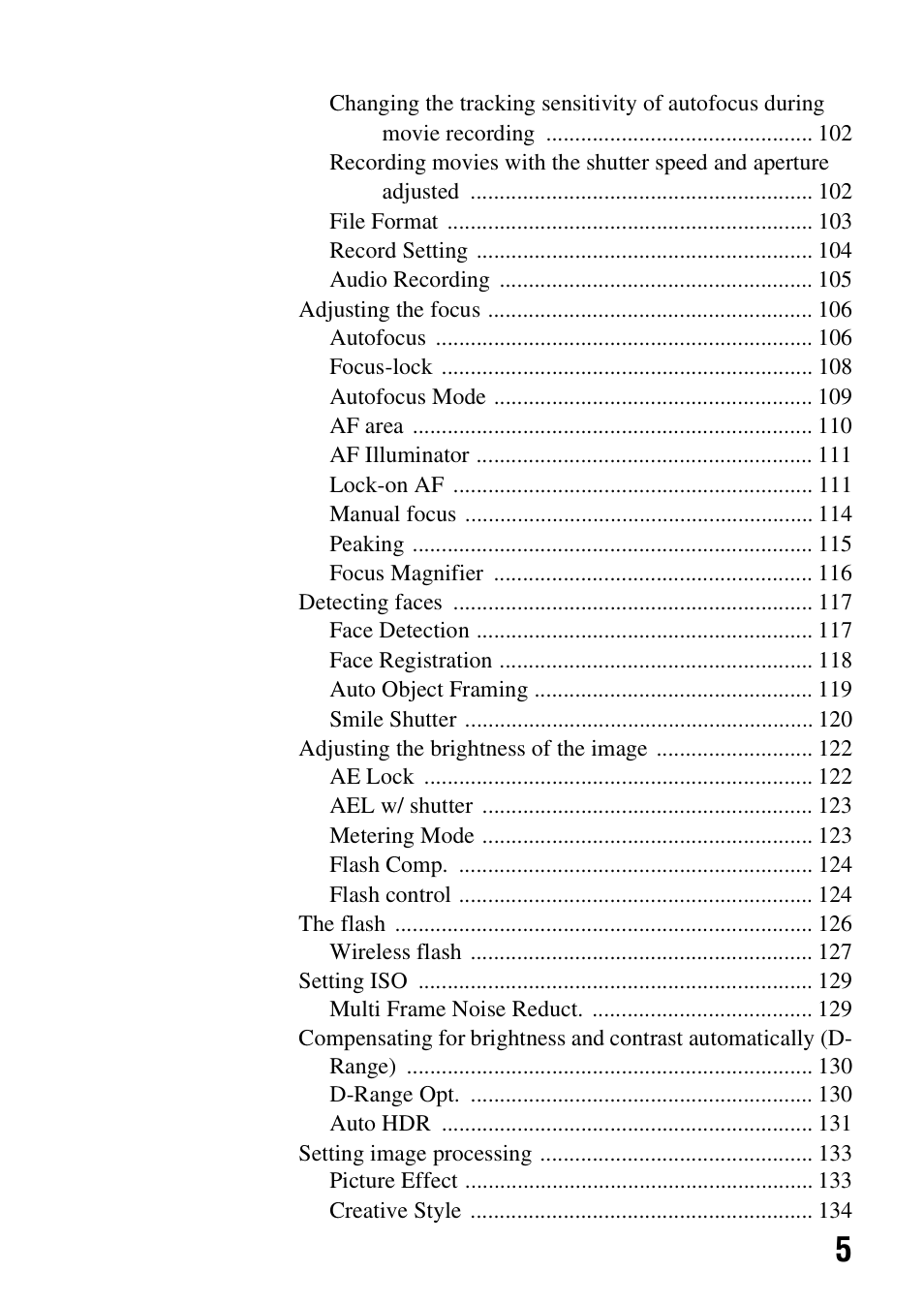 Sony SLT-A58 User Manual | Page 5 / 215
