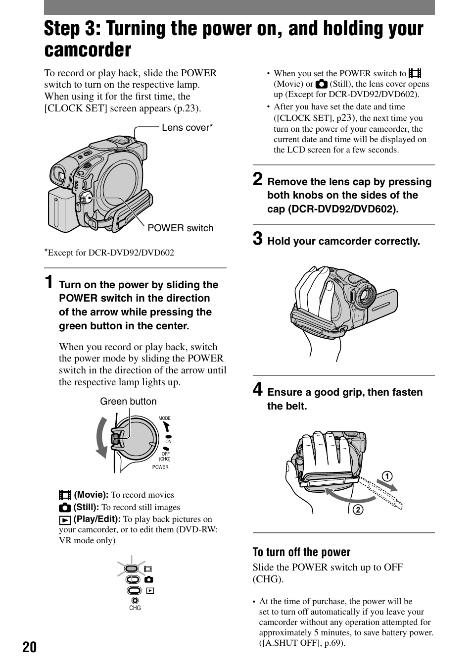 Sony DCR-DVD92 User Manual | Page 20 / 120