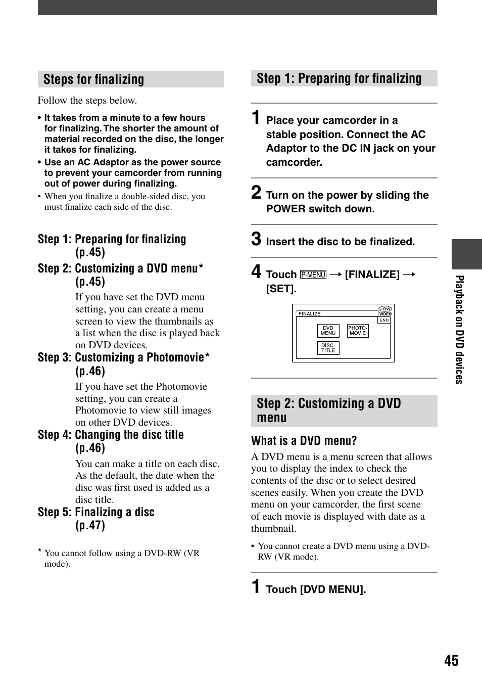 Sony DCR-DVD92 User Manual | Page 45 / 120