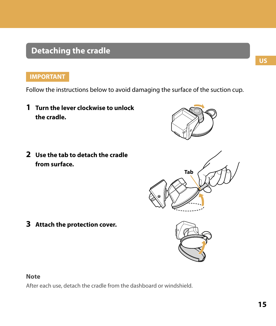 Detaching the cradle | Sony NV-U84 User Manual | Page 15 / 104