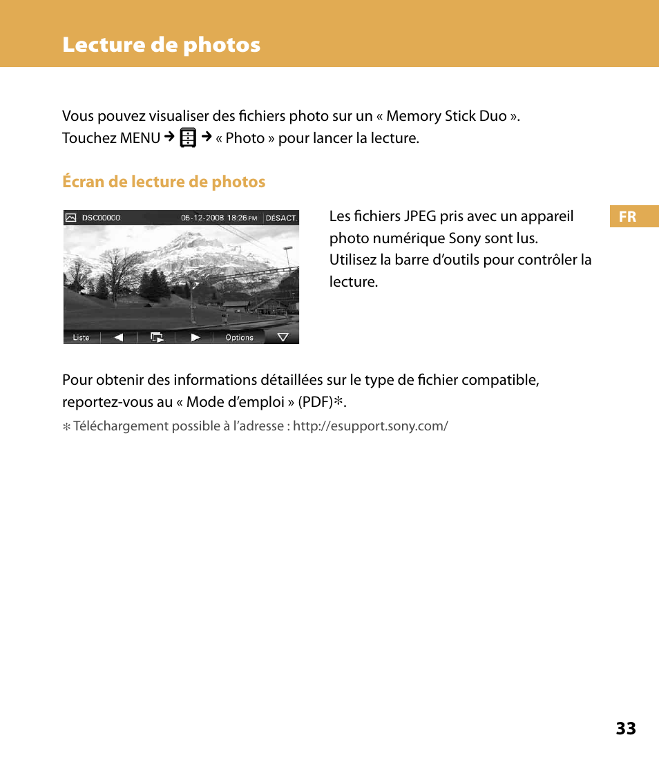 Lecture de photos | Sony NV-U84 User Manual | Page 67 / 104