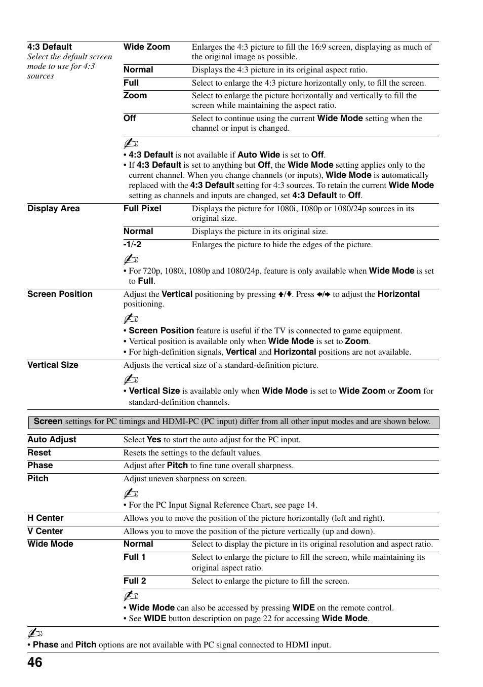Nd 46, Ge 46 | Sony KDL-46Z4100 User Manual | Page 46 / 64