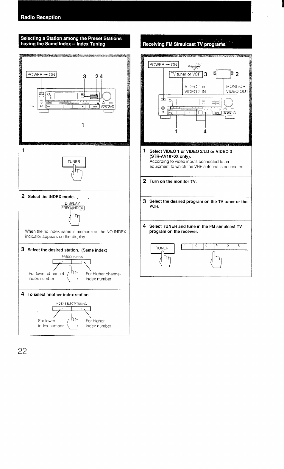 Receiving fm simulcast tv programs | Sony STR-AV1070X User Manual | Page 22 / 43