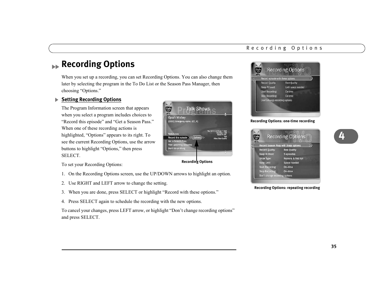 Recording options | Sony SVR-3000 User Manual | Page 42 / 128