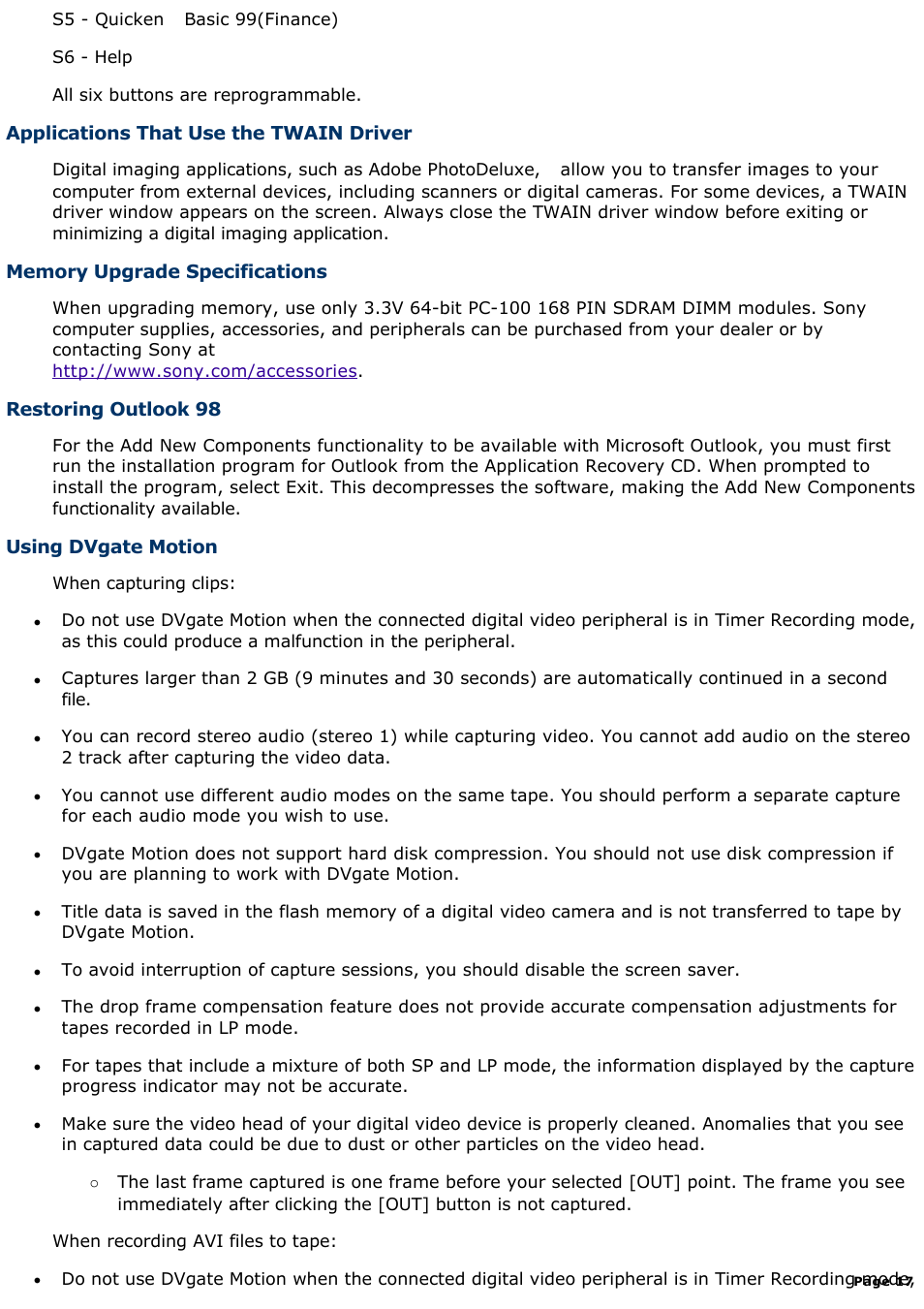 Sony PCV-R539DS User Manual | Page 17 / 586