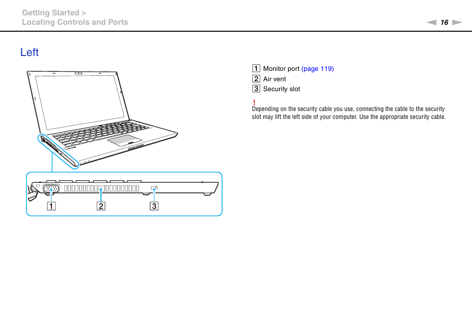 Left | Sony VPCZ22SHX User Manual | Page 16 / 215