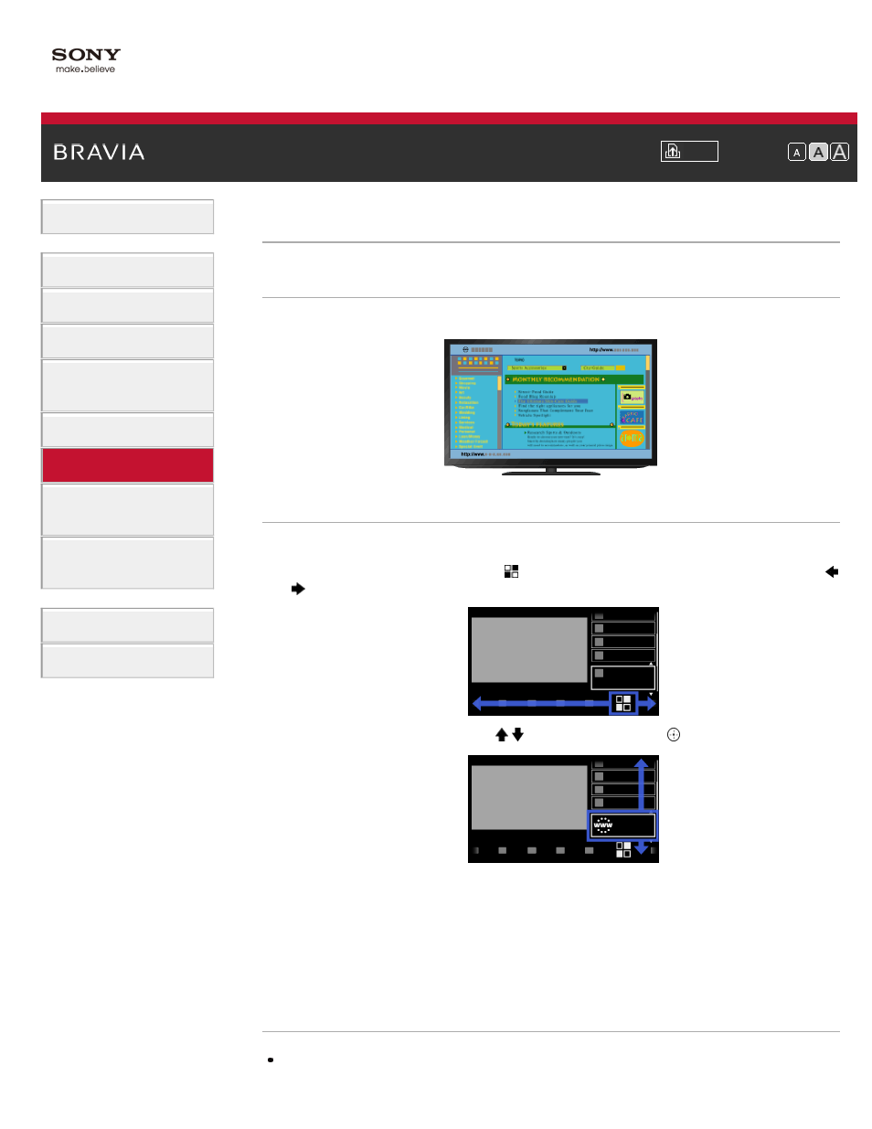 Browsing websites | Sony KDL-55HX850 User Manual | Page 109 / 193