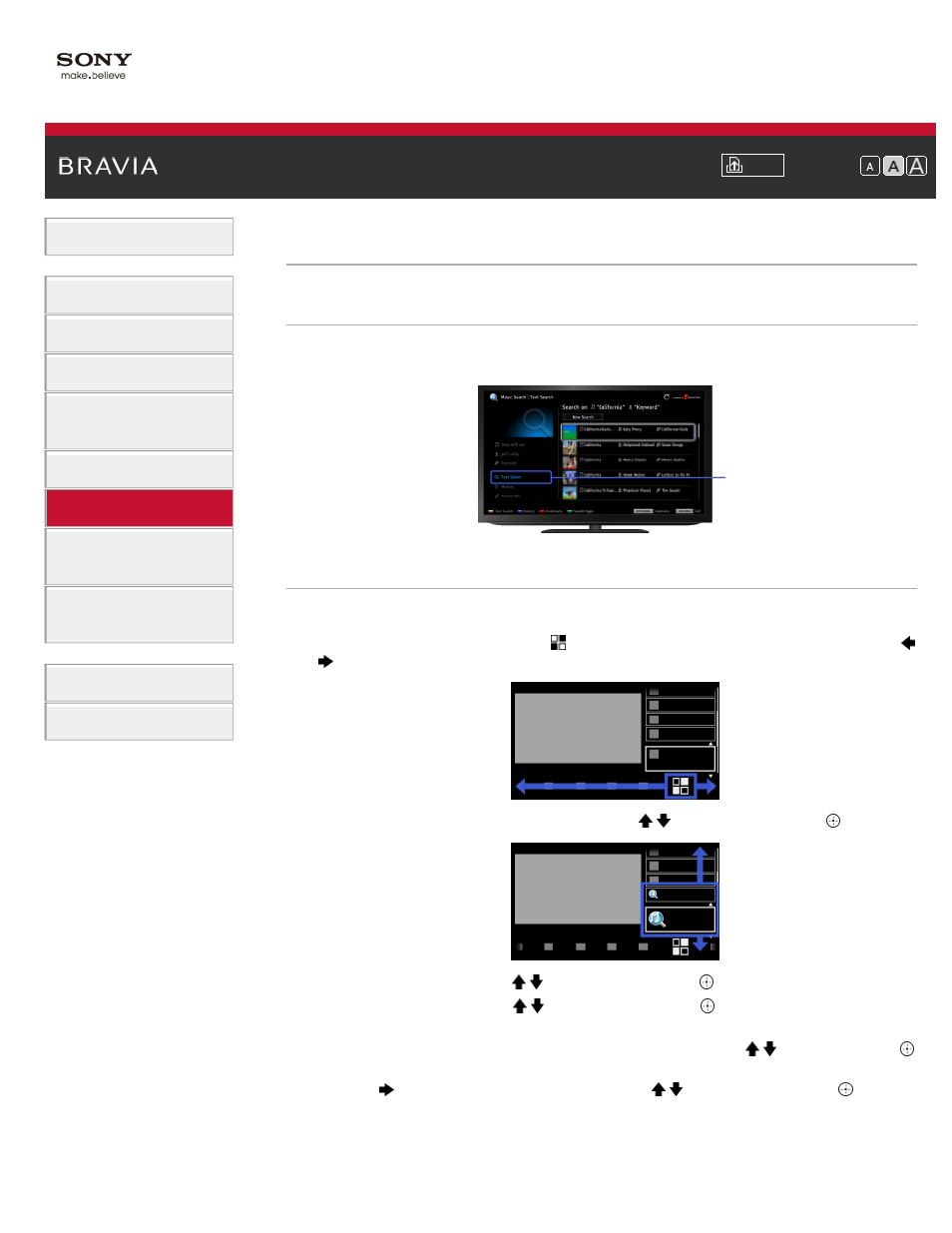 Music/video keyword search | Sony KDL-55HX850 User Manual | Page 122 / 193