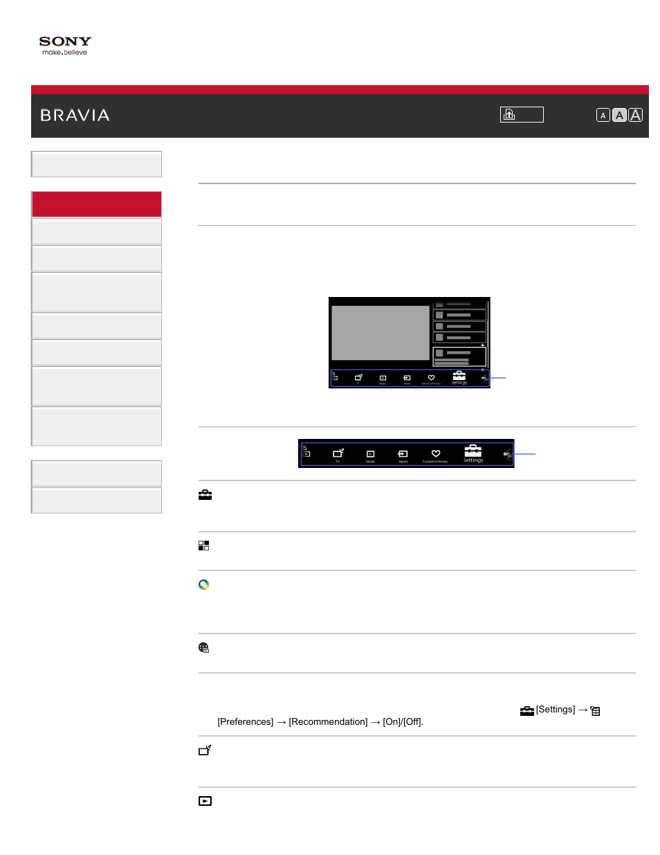 Home menu screen | Sony KDL-55HX850 User Manual | Page 22 / 193