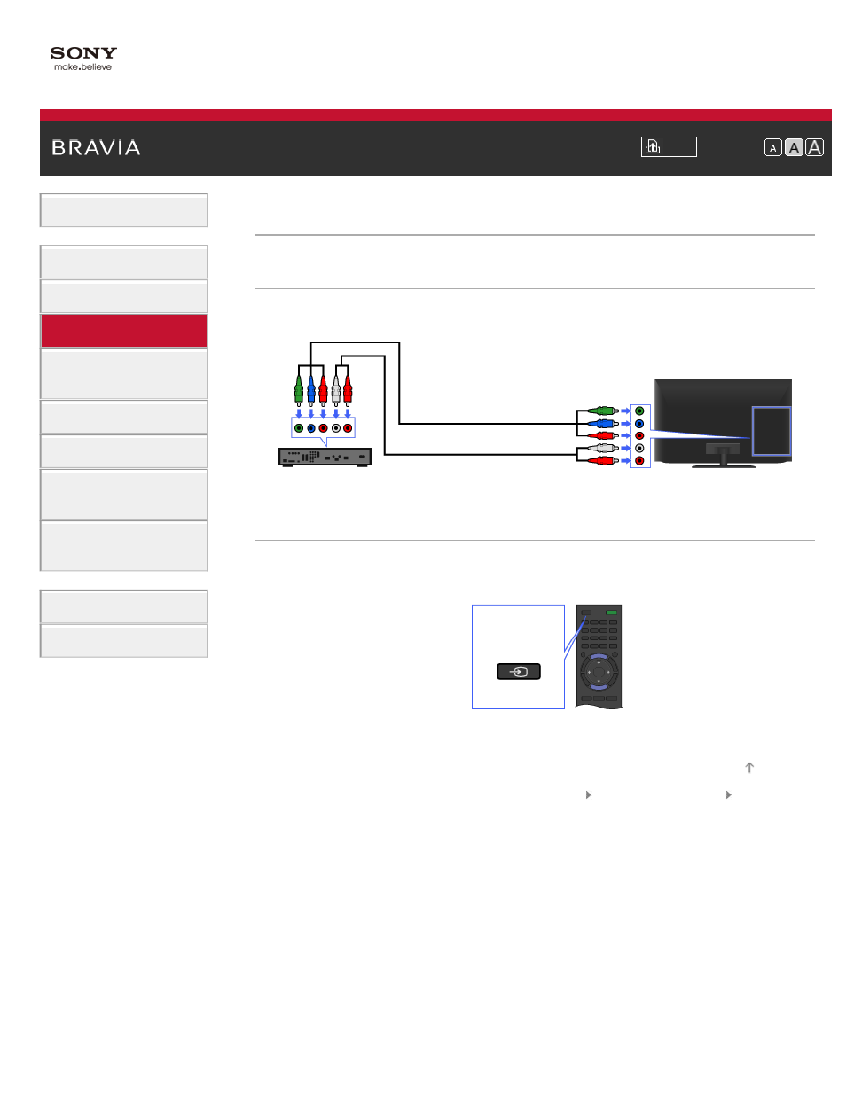 Component video connection | Sony KDL-55HX850 User Manual | Page 64 / 193