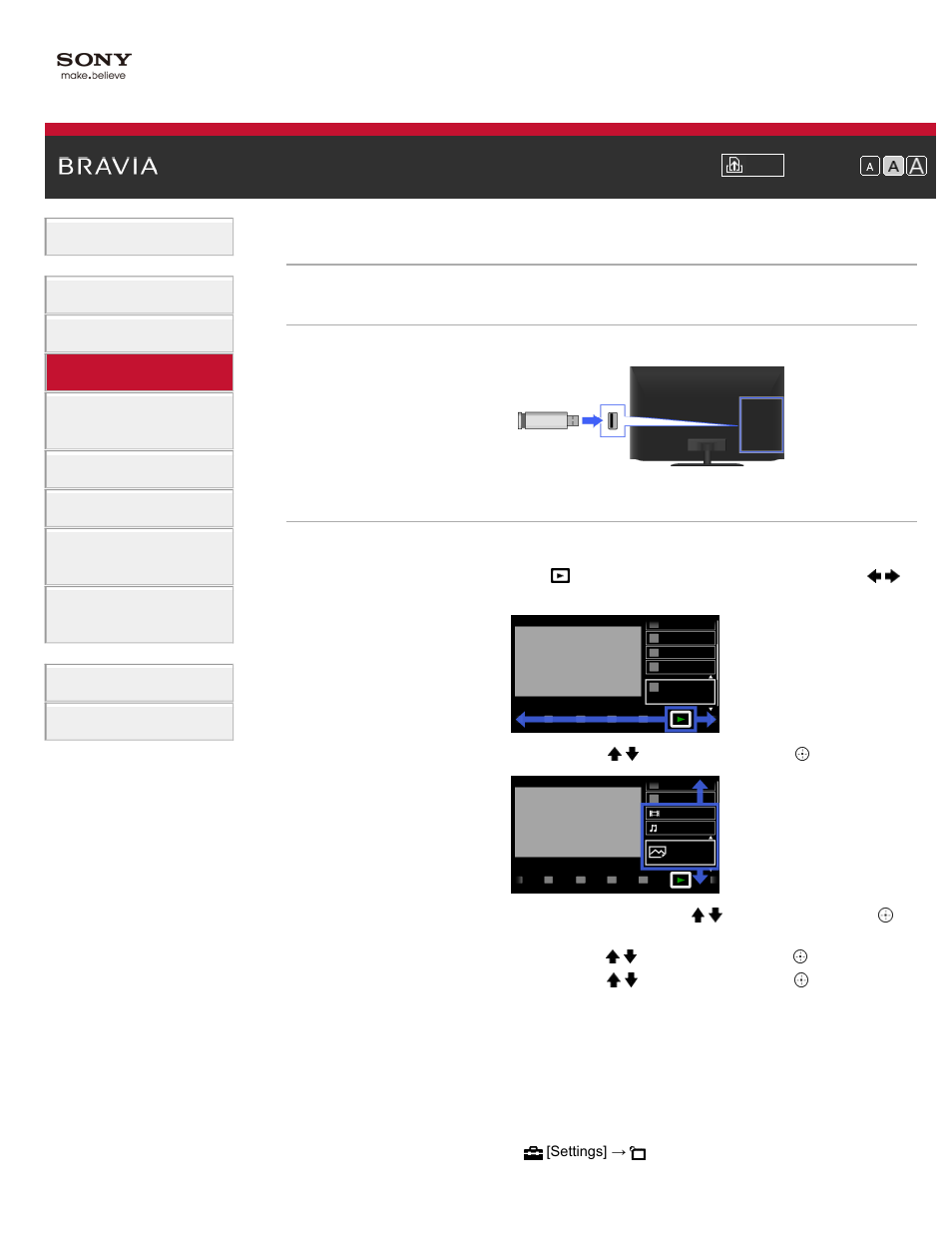 Usb device | Sony KDL-55HX850 User Manual | Page 67 / 193
