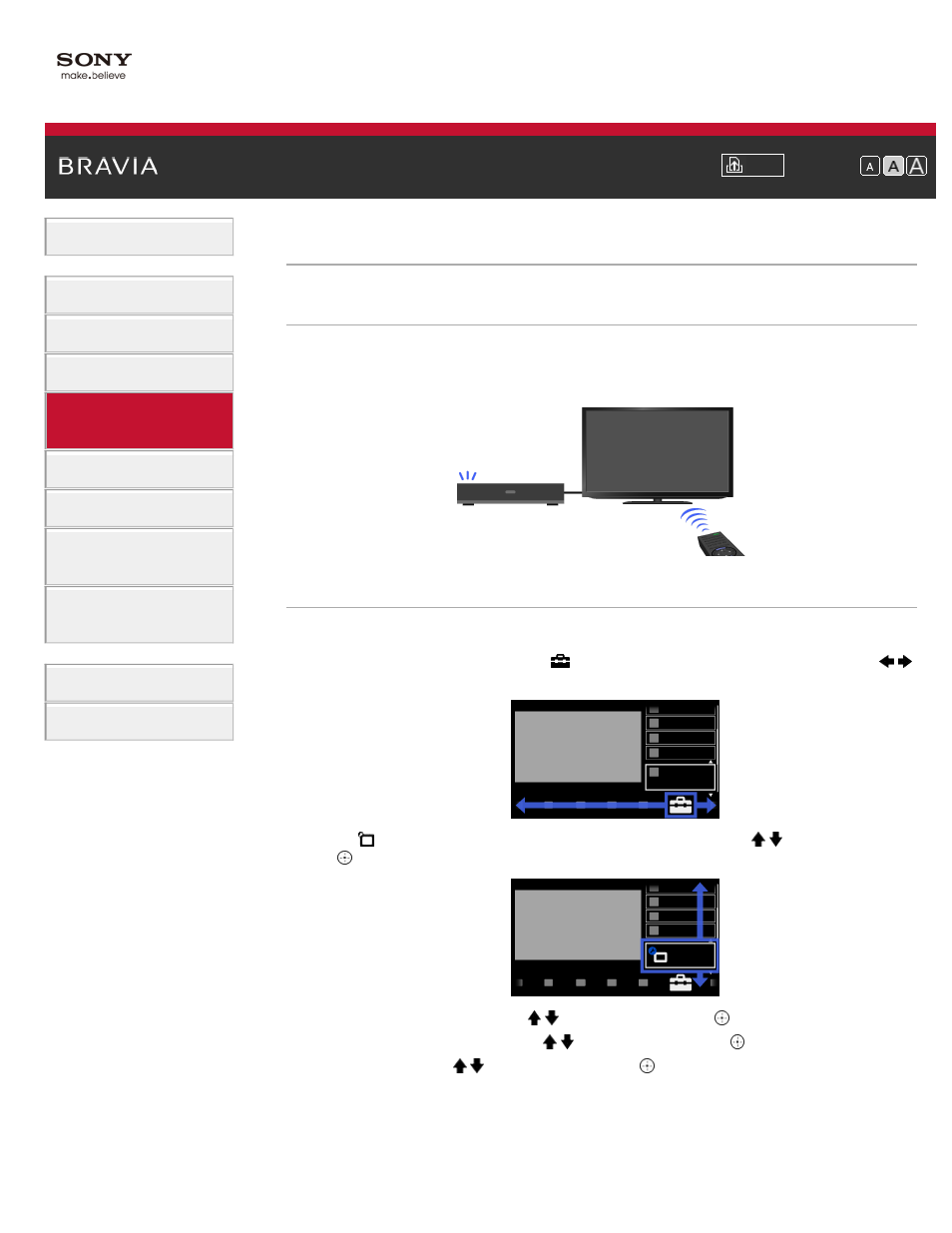 Setting “bravia” sync, Buttons for connected devices | Sony KDL-55HX850 User Manual | Page 75 / 193