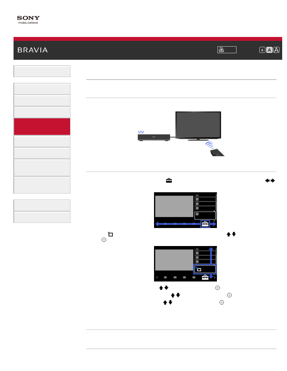 Setting buttons to control the hdmi device | Sony KDL-55HX850 User Manual | Page 79 / 193