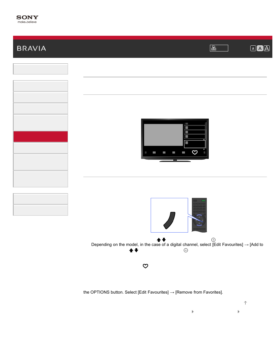 Adding to favorites | Sony KDL-55HX850 User Manual | Page 85 / 193