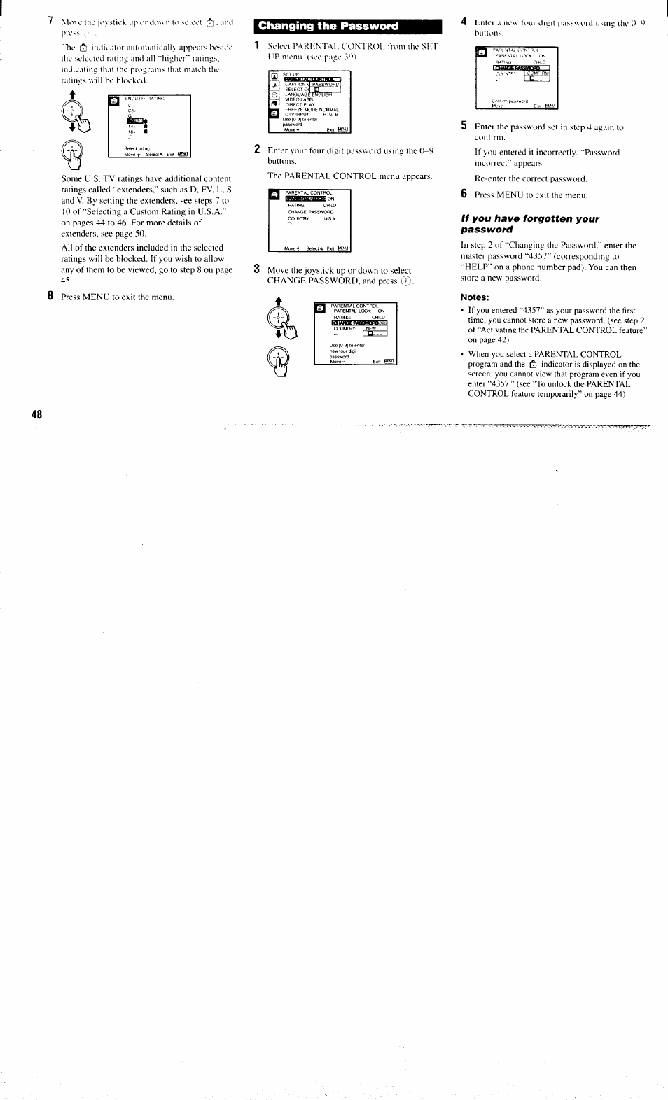 If you have forgotten your password, Notes, Changing the password | Sony KP-61XBR300 User Manual | Page 52 / 65