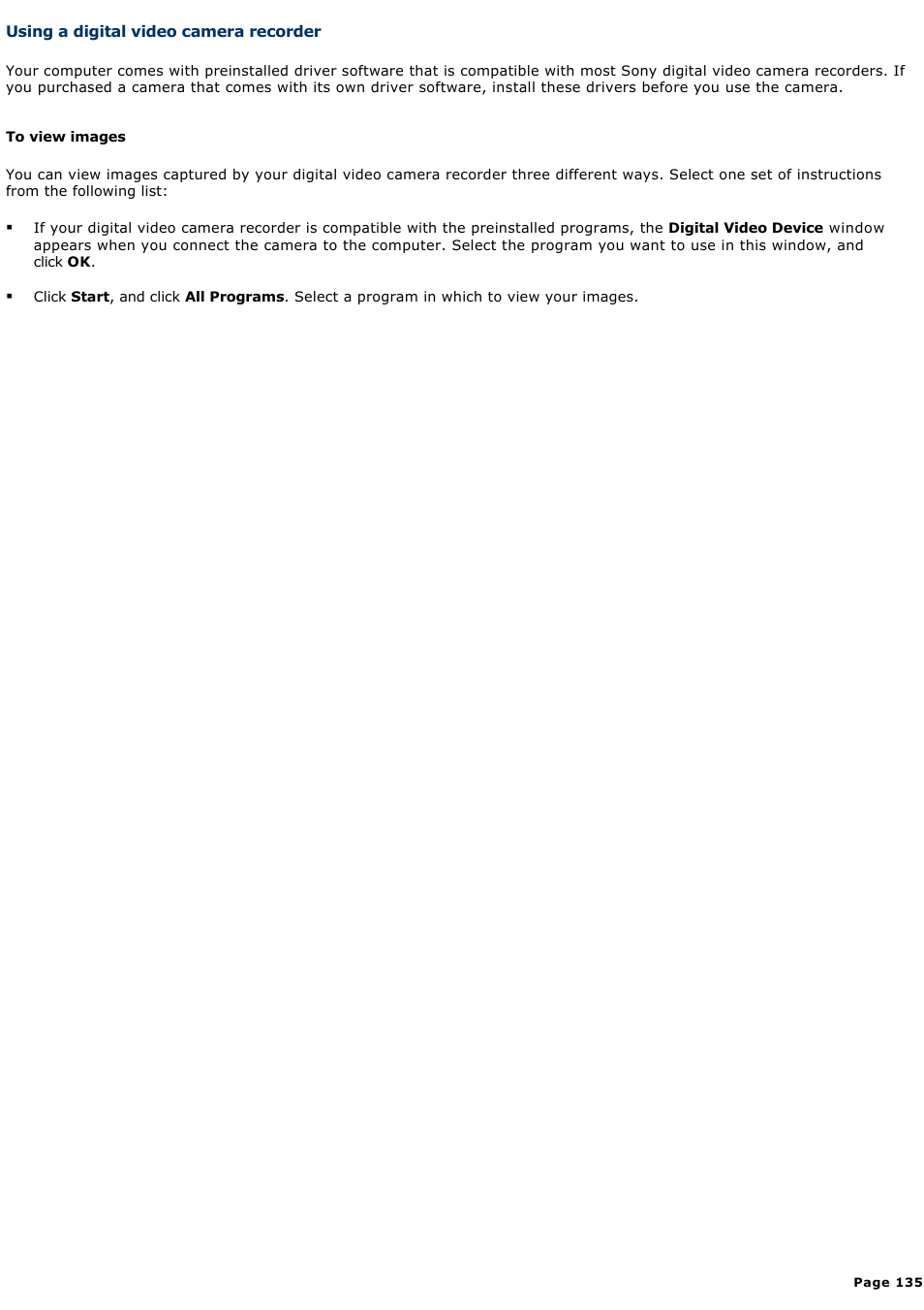 Using a digital video camera recorder | Sony PCG-Z1WAP User Manual | Page 135 / 171