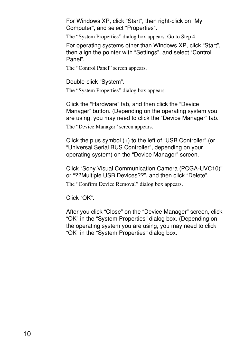 Using the camera | Sony PCGA-UVC10 User Manual | Page 10 / 24
