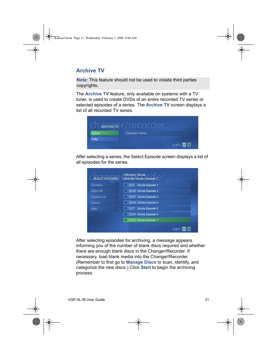 Archive tv | Sony VGP-XL1B2 User Manual | Page 37 / 52