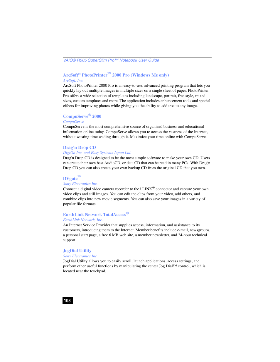 Sony PCG-R505TL User Manual | Page 108 / 146