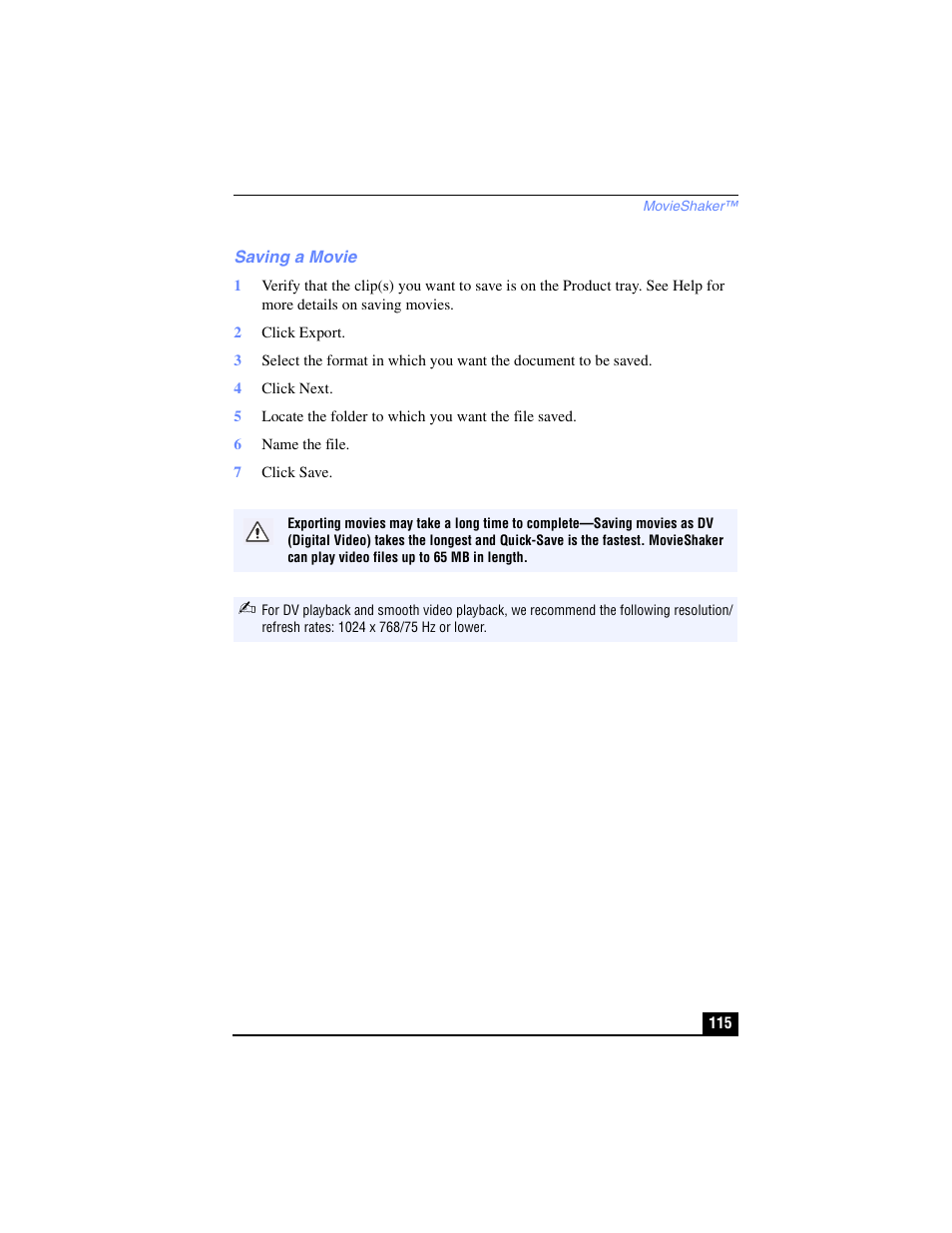 Saving a movie | Sony PCG-R505TL User Manual | Page 115 / 146
