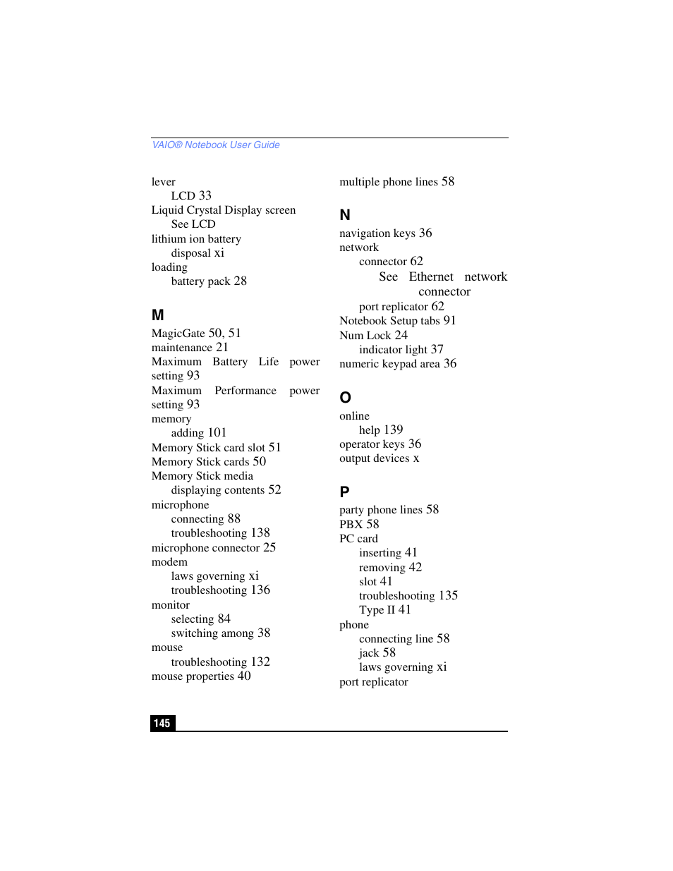 Sony PCG-R505TL User Manual | Page 144 / 146