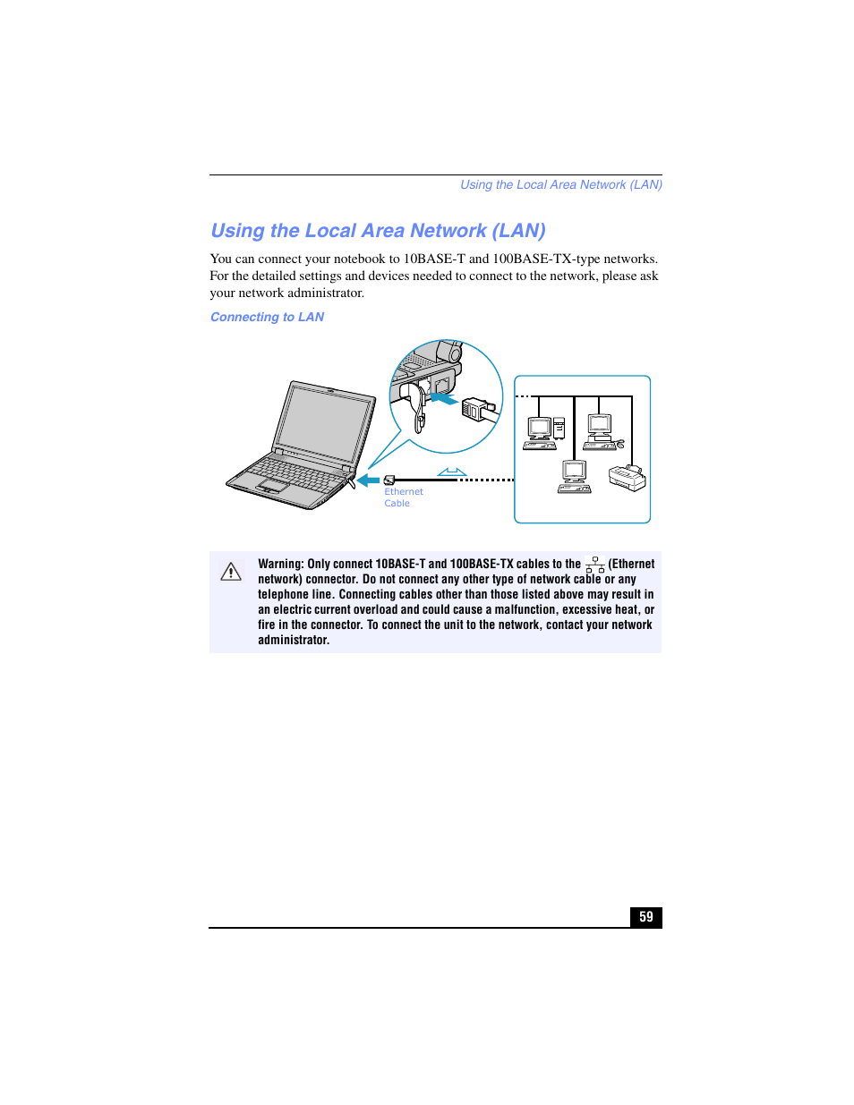 Using the local area network (lan), To activate the battery information toolbar | Sony PCG-R505TL User Manual | Page 59 / 146