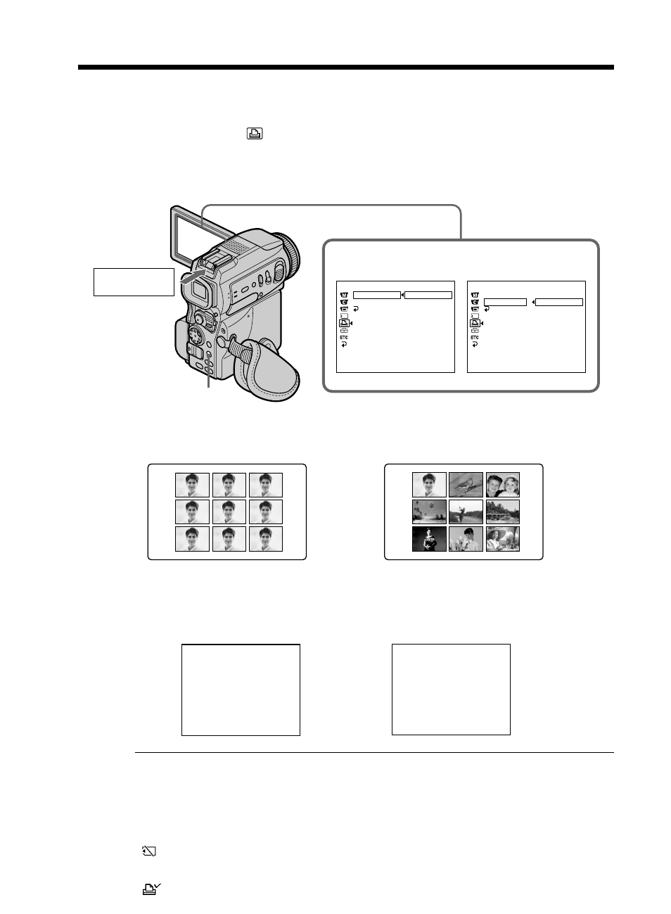 Using the optional printer, Printer | Sony DCR-PC115 User Manual | Page 154 / 188