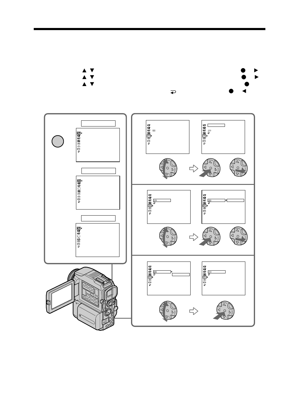 Changing the menu settings, Menu, Customizing your camcorder | Press menu | Sony DCR-PC115 User Manual | Page 96 / 188