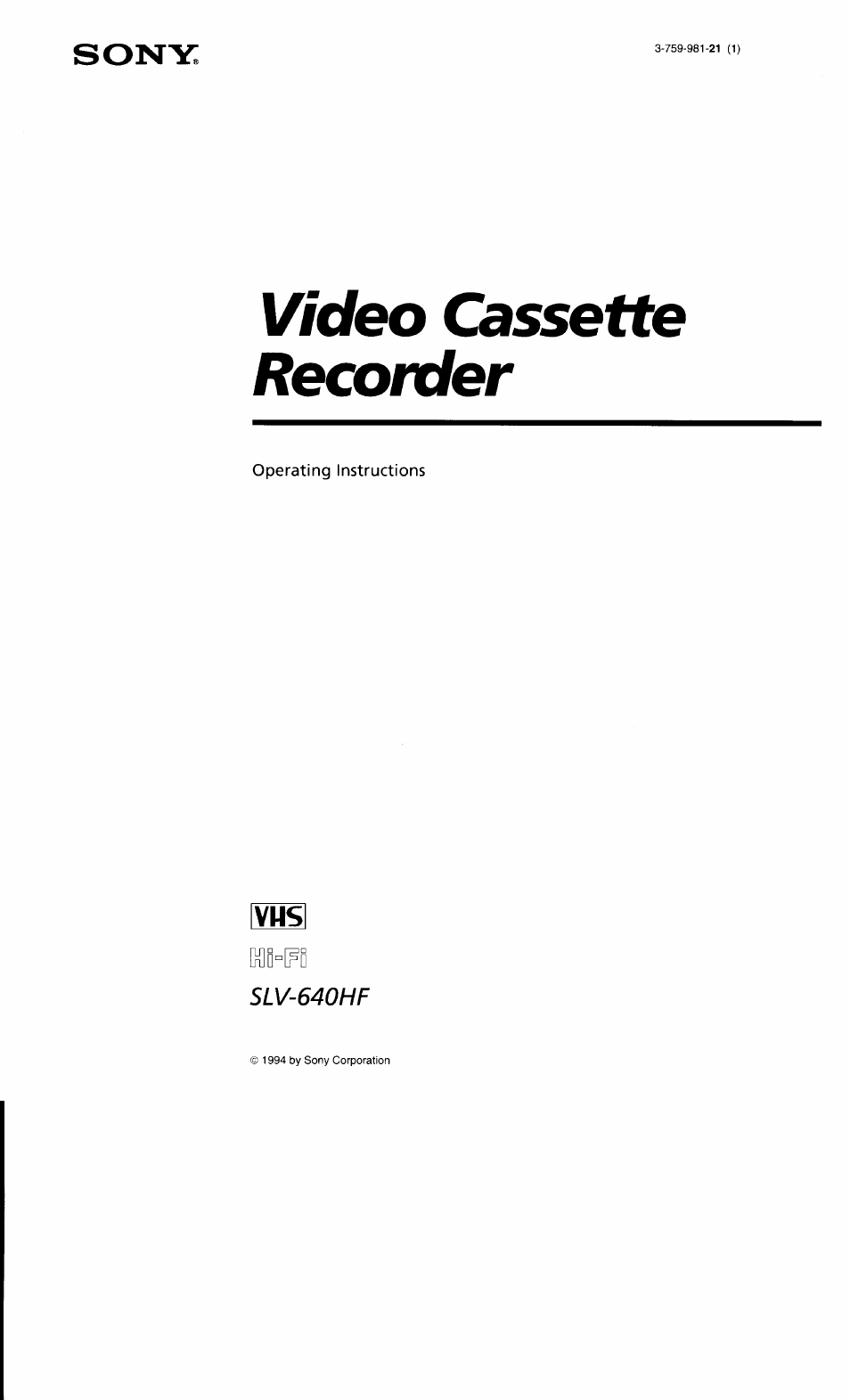 Sony SLV-640HF User Manual | 47 pages