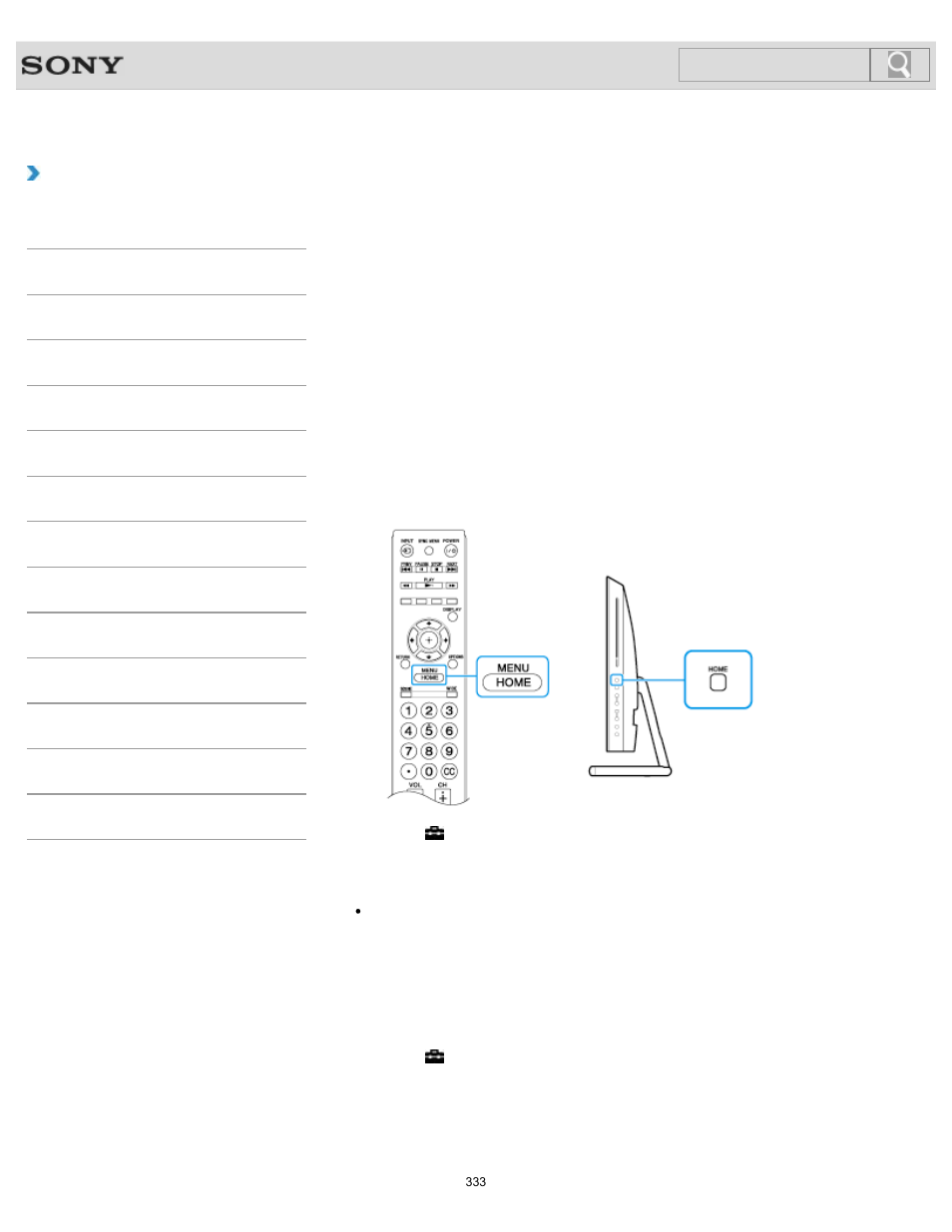 Operating “control for hdmi”-compatible equipment, How to use, Search | Sony SVL241290X User Manual | Page 333 / 535