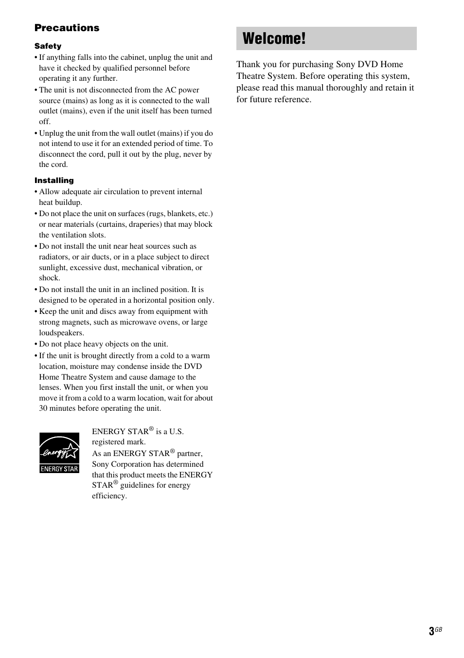 Welcome | Sony HCD-DZ100 User Manual | Page 3 / 92