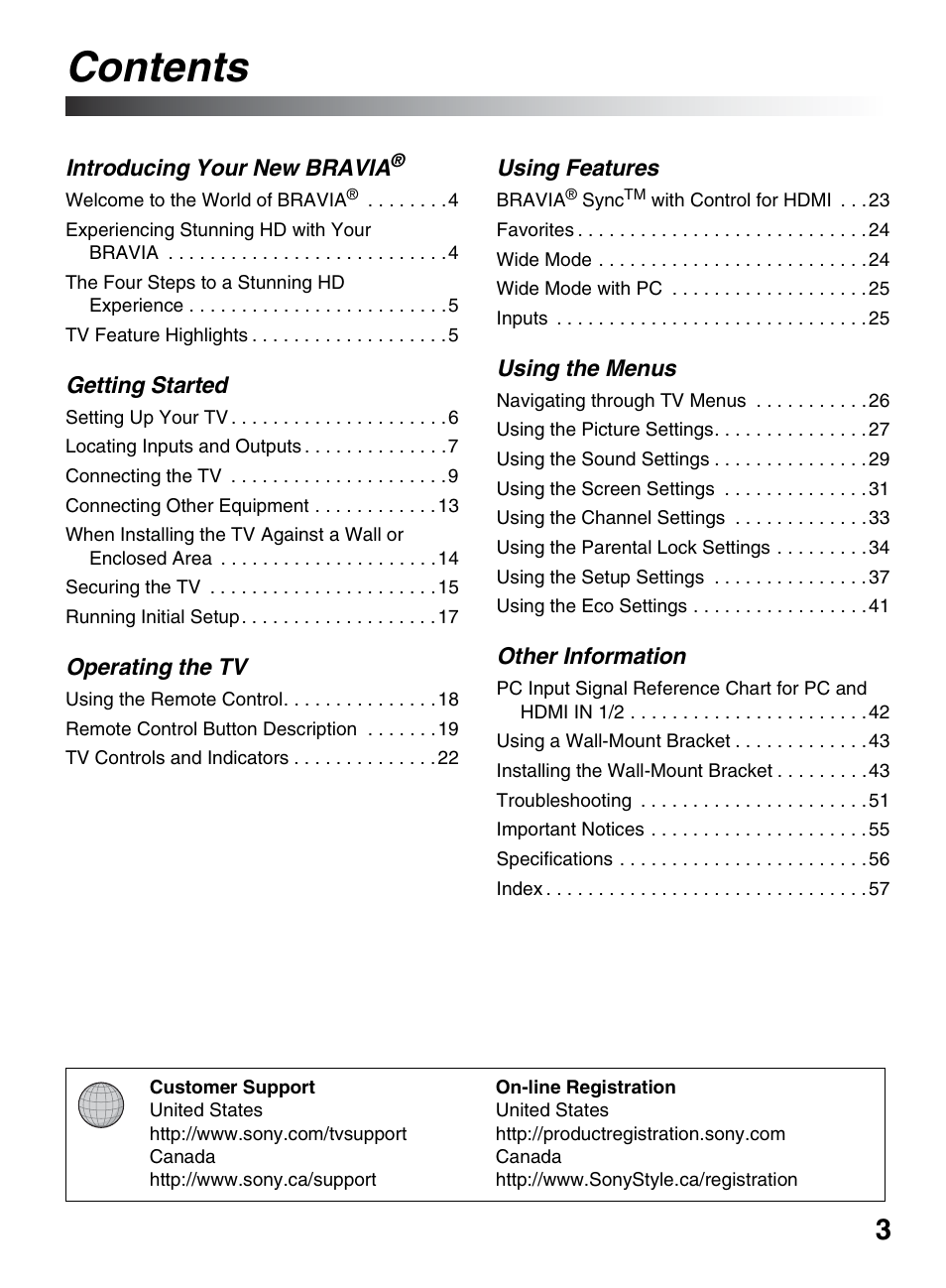 Sony KDL-32BX300 User Manual | Page 3 / 63