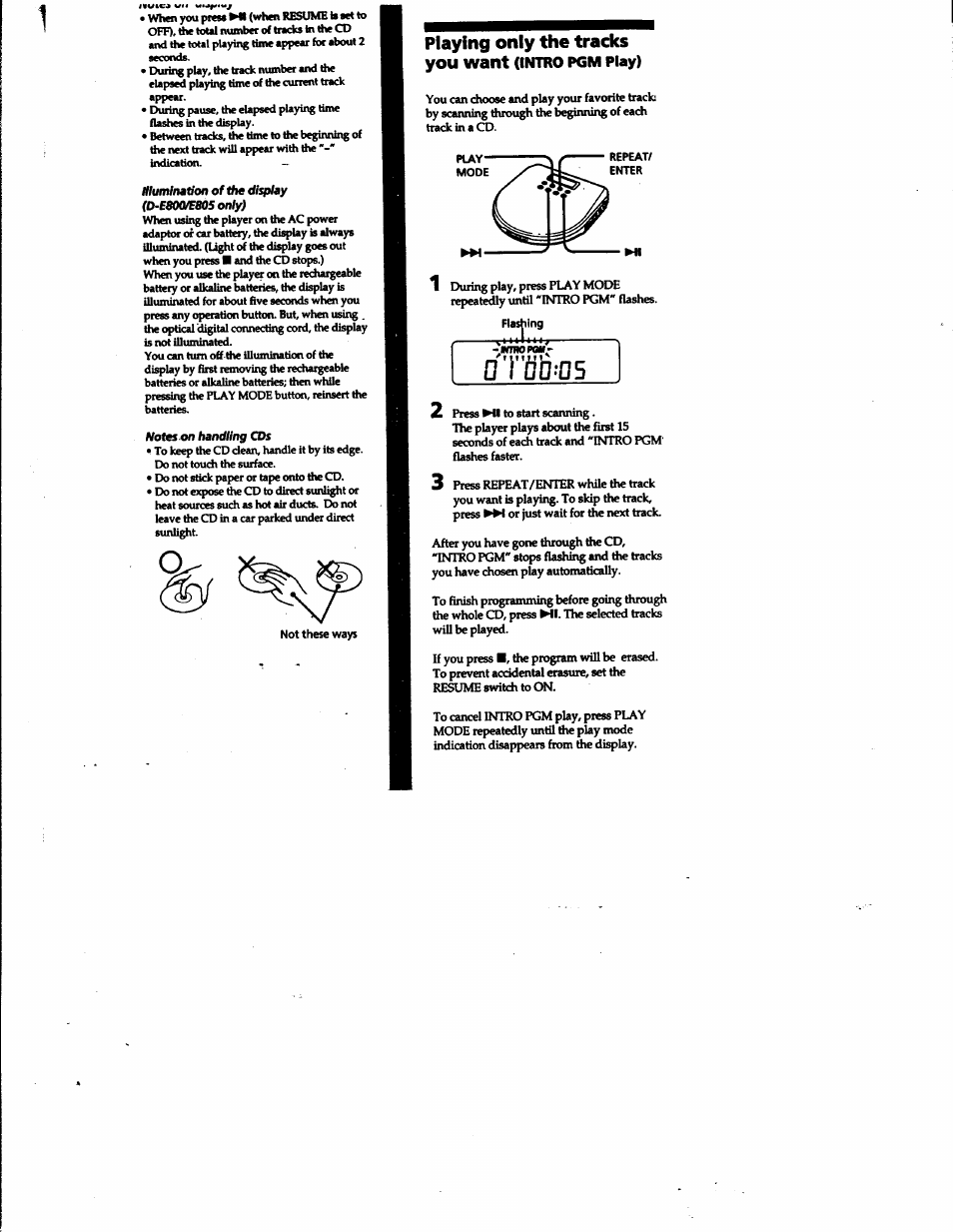 Playing only the tracks you want | Sony D-E705 User Manual | Page 6 / 22